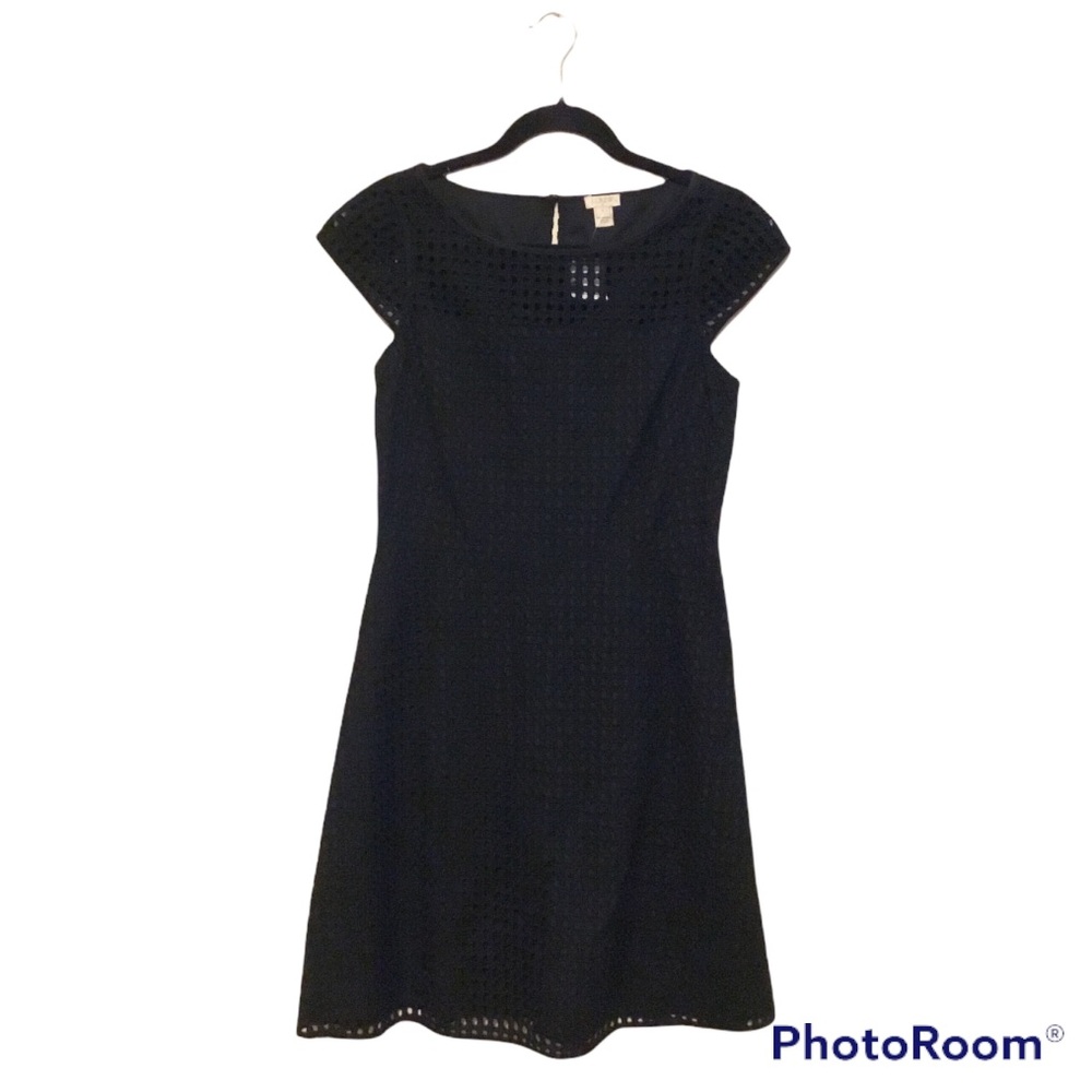 J Crew Fit and Flare Eyelet Lace Dress Black Size 6 #136
